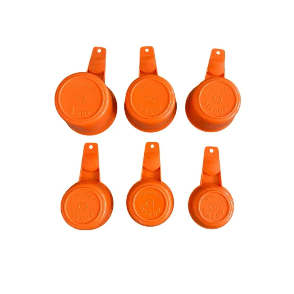 Vintage Tupperware Orange Measuring Cups X 6 Complete Set‎ 1970s